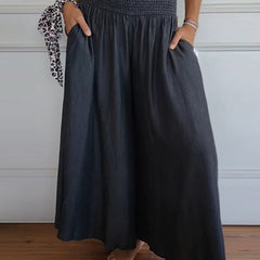 Clementine | High Waisted Wide Leg Pants – Grey
