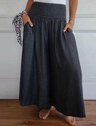 Clementine | High Waisted Wide Leg Pants – Grey