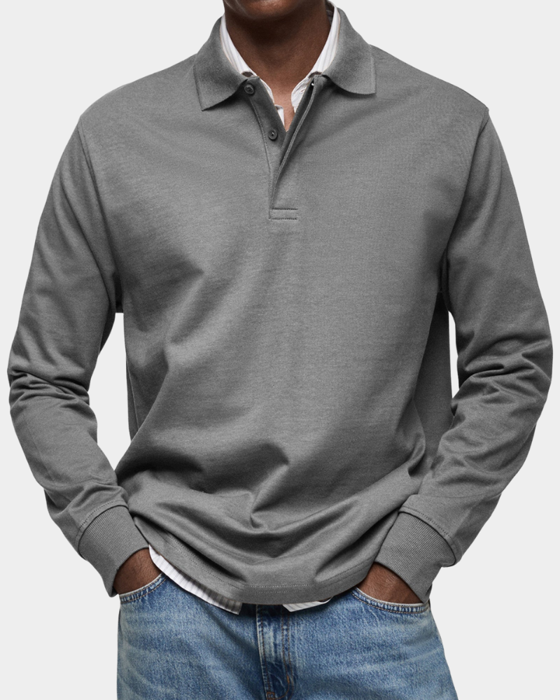 Angus | Classic Long Sleeve Polo – Grey