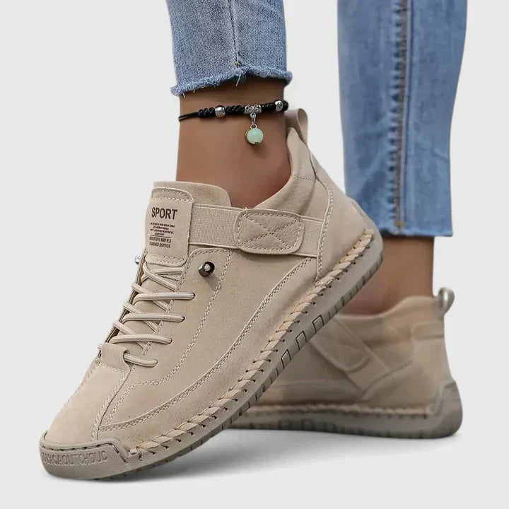 Davina | Cushioned Orthopaedic Wide Fit Sneakers – Beige