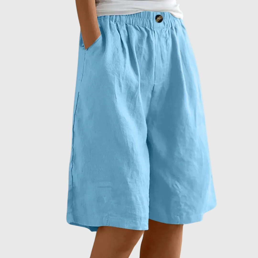 Bijou | Wide Shorts with Elastic Waist – Sky Blue
