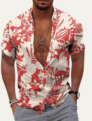 Flinn | Men's Soft Hawaiian Floral Shirt for Holidays – Red