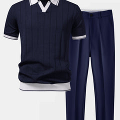 Crosby | Knit Polo and Tapered Trouser Set – Navy