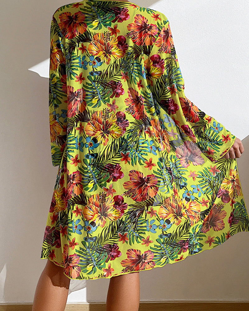 Delphina | Women's Floral Bikini with Cover-Up Top