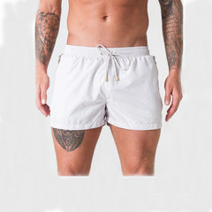 Percy | Sporty Quick-Dry Beach Shorts with Drawstring – White