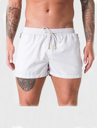 Percy | Sporty Quick-Dry Beach Shorts with Drawstring – White