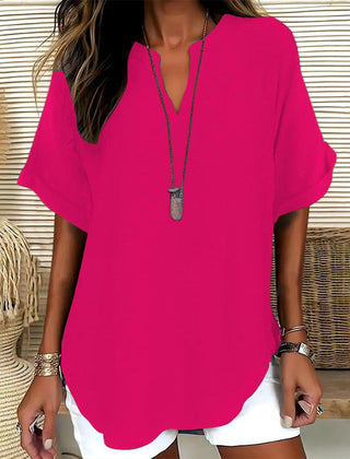 Linnea | Relaxed Fit Linen Blouse – Fuchsia