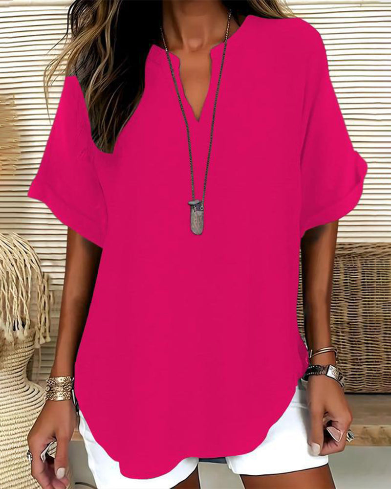 Linnea | Relaxed Fit Linen Blouse – Fuchsia