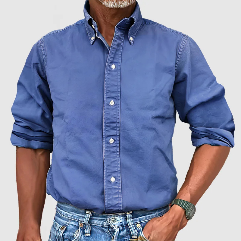 Elliot | Men's Wrinkle-Free Long Sleeve Shirt – Blue