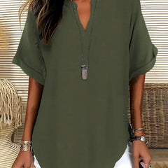 Linnea | Relaxed Fit Linen Blouse – Olive