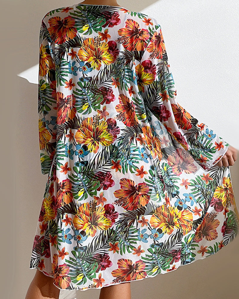 Delphina | Women's Floral Bikini with Cover-Up Top