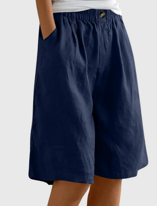 Bijou | Wide Shorts with Elastic Waist – Navy