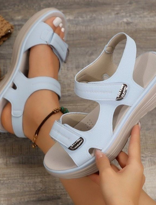 Esme | Adjustable Strap Comfort Sandals – Light Blue