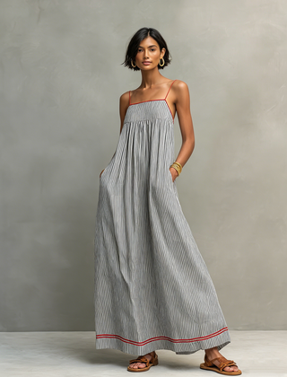 Anwen | Mediterranean Breeze Midi Dress – Black