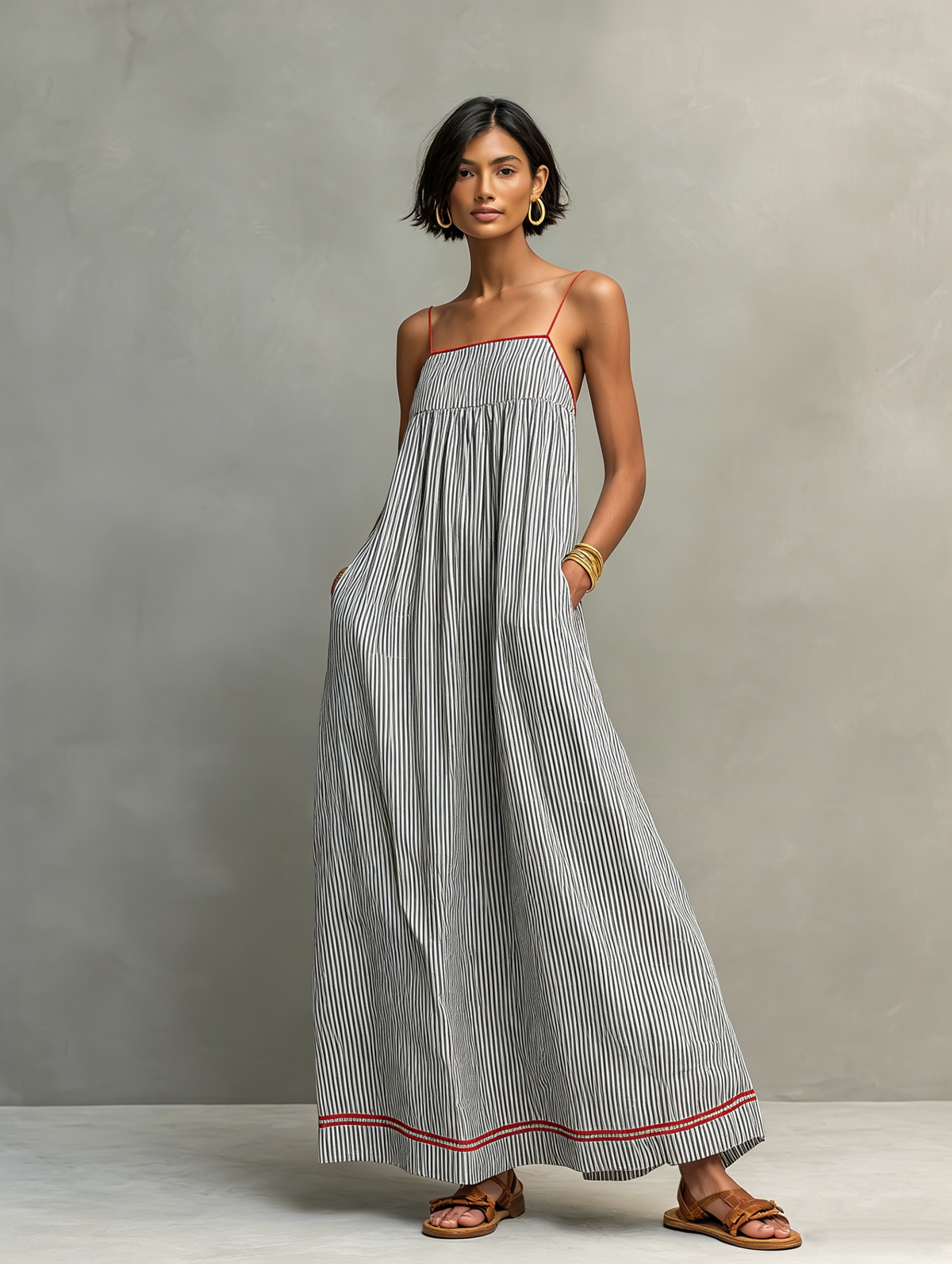 Anwen | Mediterranean Breeze Midi Dress – Black