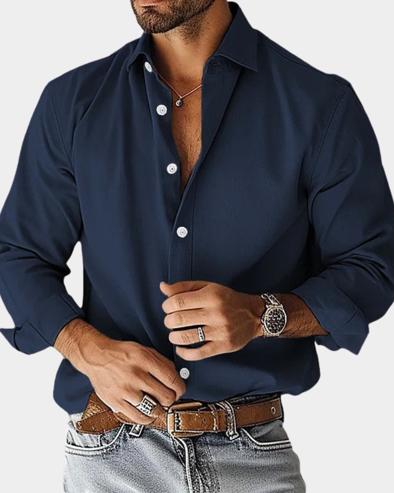 Rafferty | Wrinkle-Free Long Sleeve Shirt – Navy