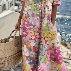 Mirabel | Floral Print Linen Midi Dress