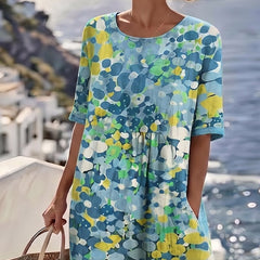 Mirabel | Floral Print Linen Midi Dress