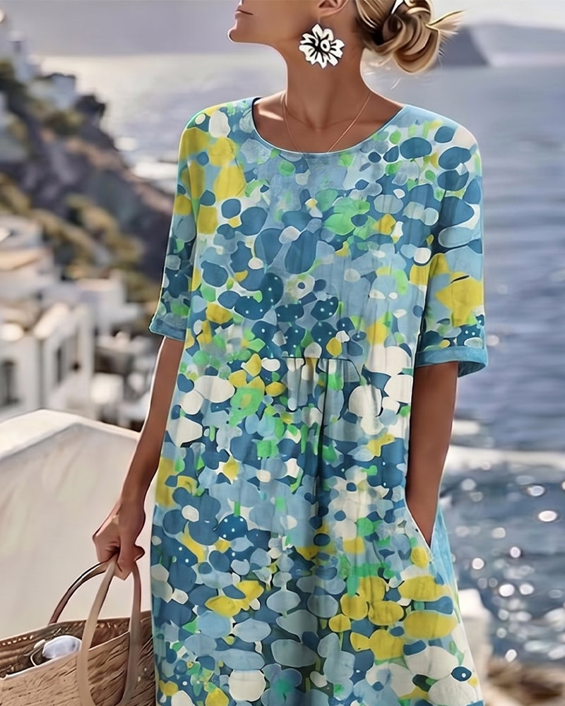 Mirabel | Floral Print Linen Midi Dress