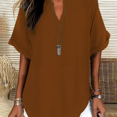 Linnea | Relaxed Fit Linen Blouse – Brown