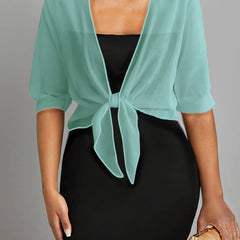 Honor | Sheer Tie-Front Bolero Top – Teal