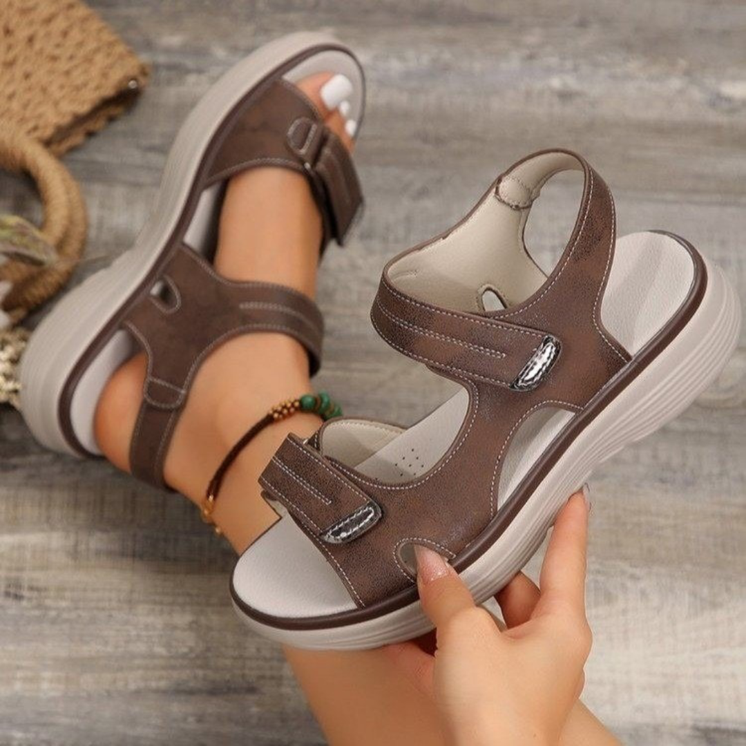 Esme | Adjustable Strap Comfort Sandals – Brown