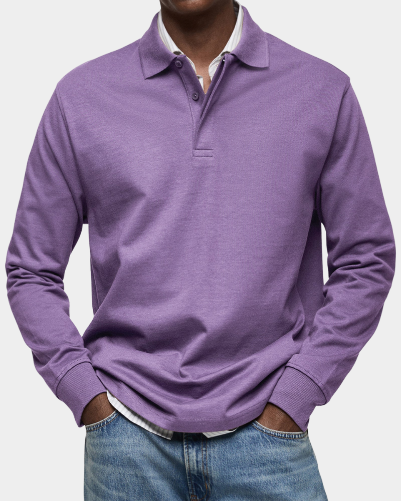 Angus | Classic Long Sleeve Polo – Violet