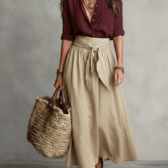 Quincey | Boho Skirt and Top Set – Red