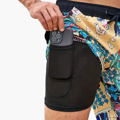 Ollie | Men's Tropical Print Beach Shorts with Liner – Golden Bloom