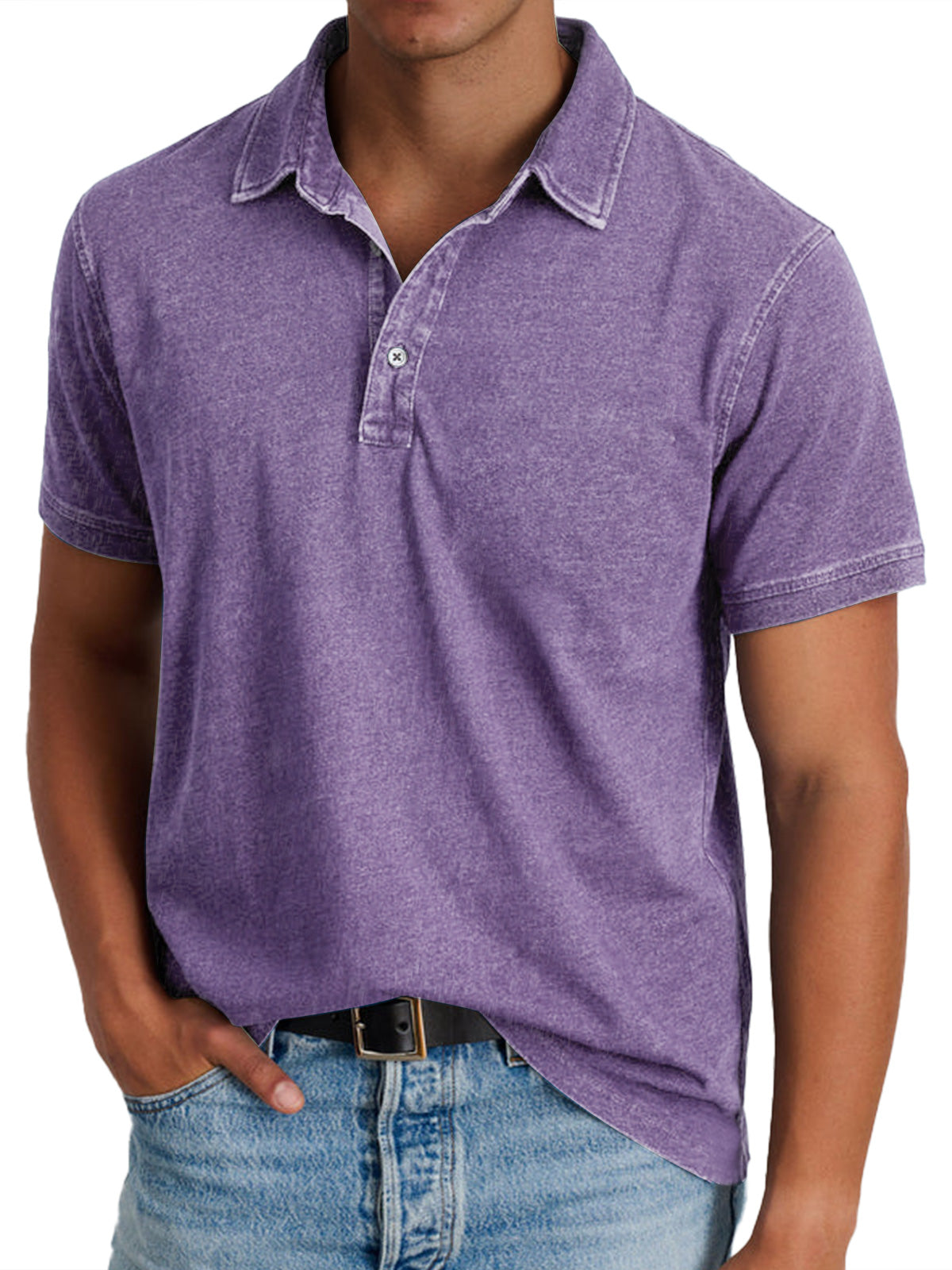 Harvey | Men's Classic Polo with Button Placket – Violet