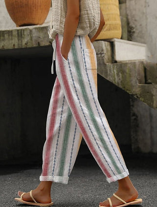 Harlow | Striped Wide Leg Pants – Printed