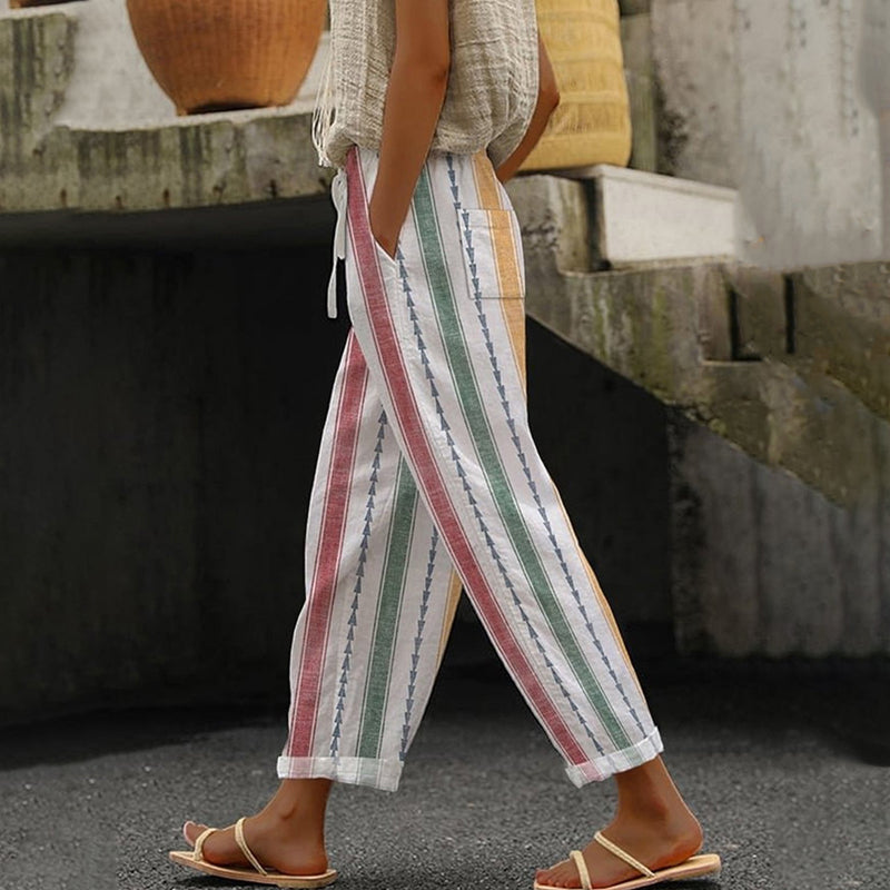 Harlow | Striped Wide Leg Pants – Printed