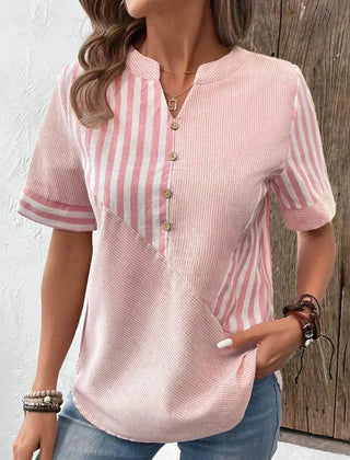 Liesl | Soft Striped Summer Blouse – Pink