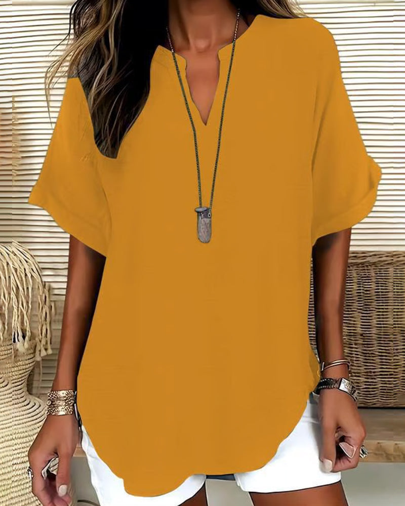 Linnea | Relaxed Fit Linen Blouse – Yellow