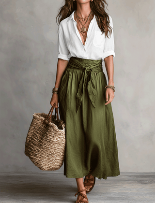 Quincey | Boho Skirt and Top Set – Green