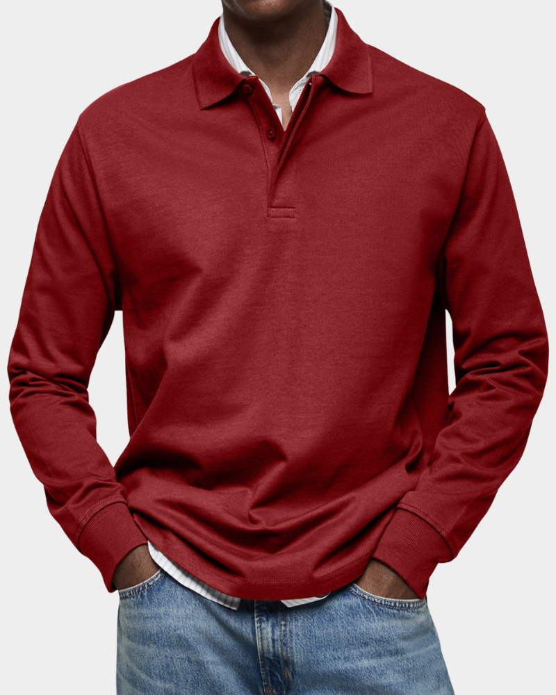 Angus | Classic Long Sleeve Polo – Red