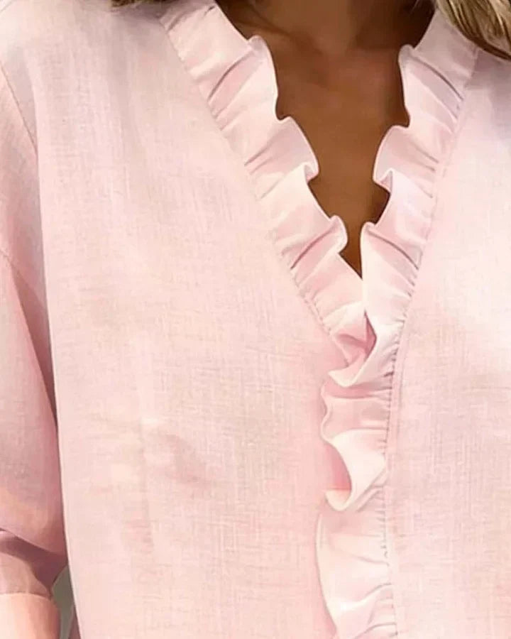 Etta | Ruffle Blouse with V-Neck