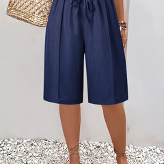 Cosima | Elegant High Waist Shorts – Navy