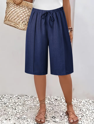 Cosima | Elegant High Waist Shorts – Navy