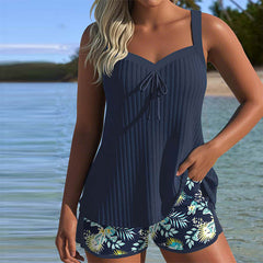 Bellamy | Women's Striped Tankini with Swim Shorts – Navy