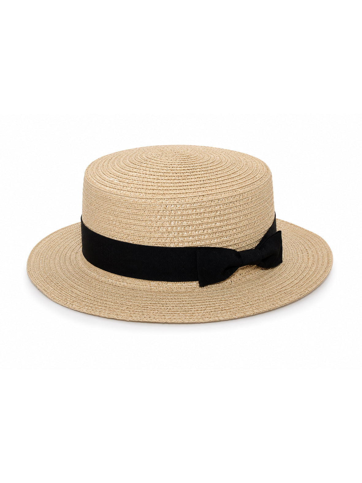 Nissa | Women's Boater Straw Hat with Ribbon Band – Beige
