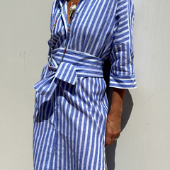 Penelope | Women's Striped Linen Midi Dress
