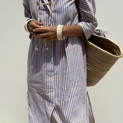 Penelope | Women's Striped Linen Midi Dress