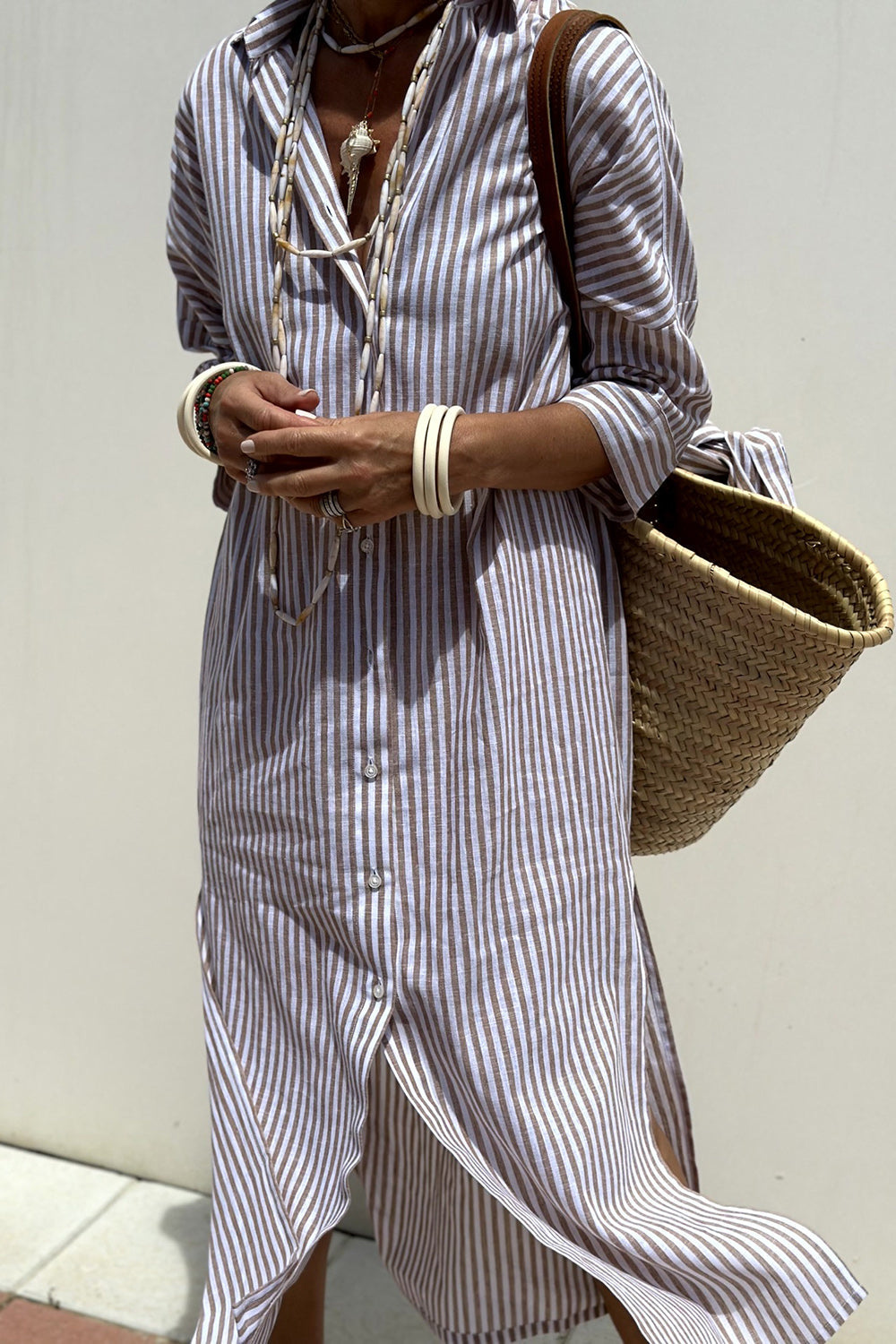 Penelope | Women's Striped Linen Midi Dress