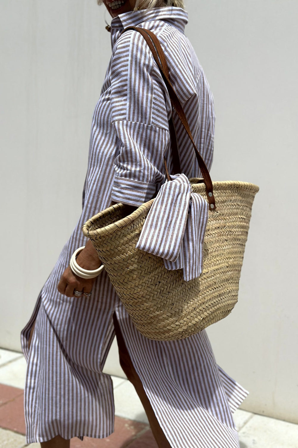 Penelope | Women's Striped Linen Midi Dress