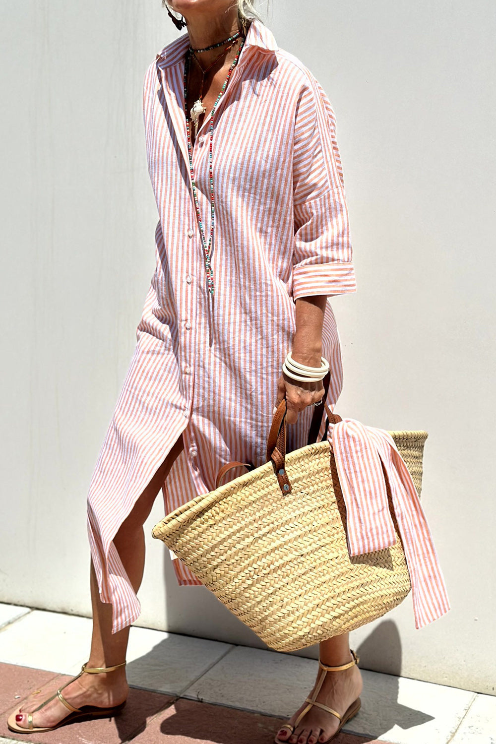 Penelope | Women's Striped Linen Midi Dress