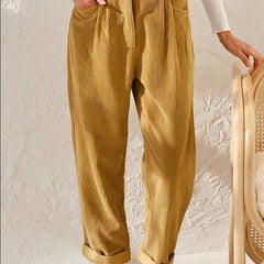 Nellie | Timeless Relaxed Casual Pants – Mustard