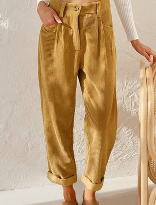 Nellie | Timeless Relaxed Casual Pants – Mustard