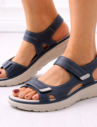 Fenna | Orthopaedic Platform Sandals with Adjustable Straps – Blue
