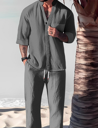 Merrick | Linen Shirt and Trouser Set – Grey